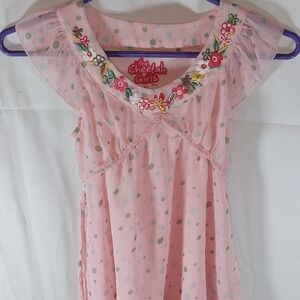 Disney The Cheetah Girls Pink Floral Neck Draw Back Shirt Size Small